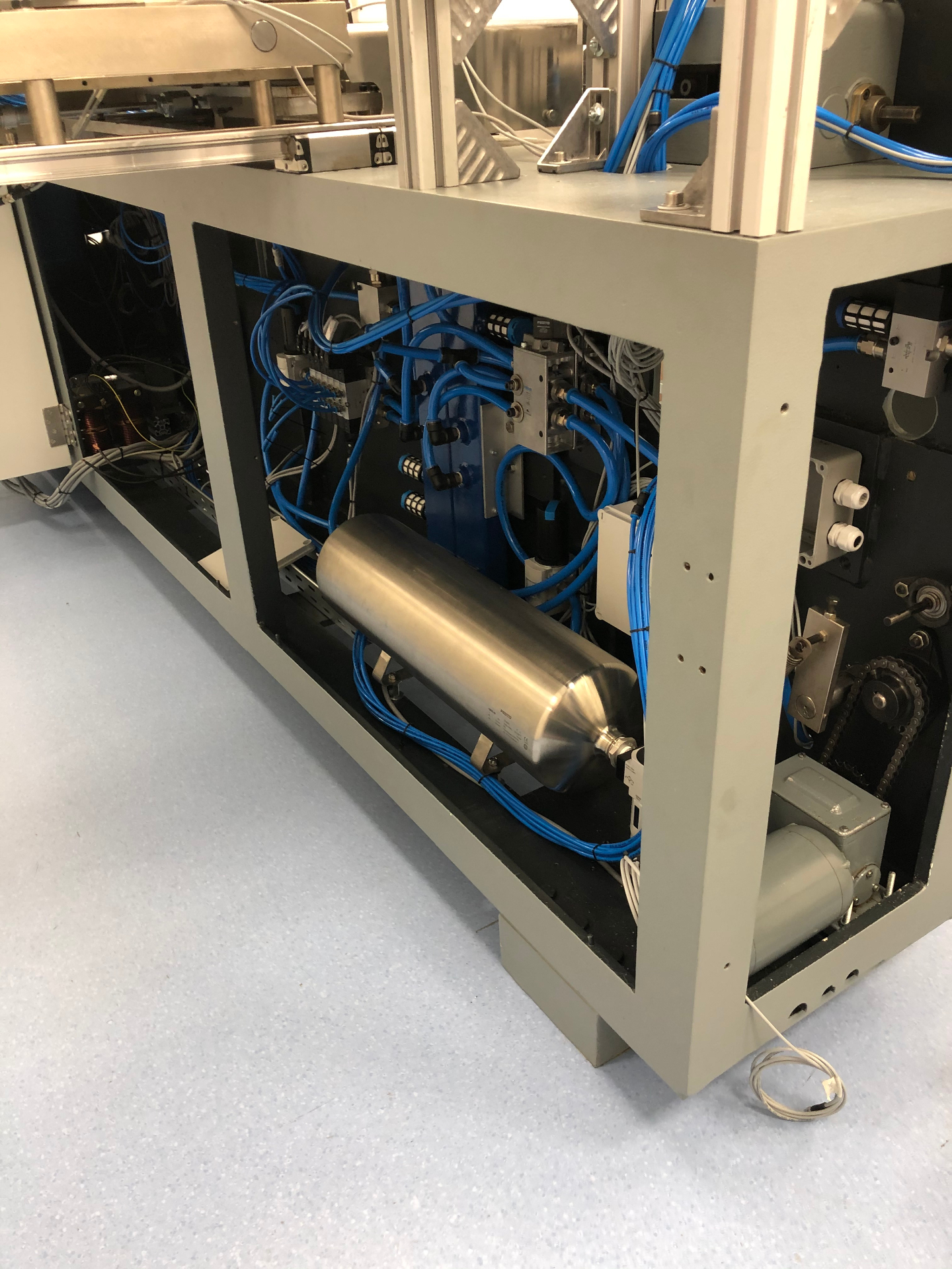 Festo pneumatics and air reservoir inside the blister machine chassis