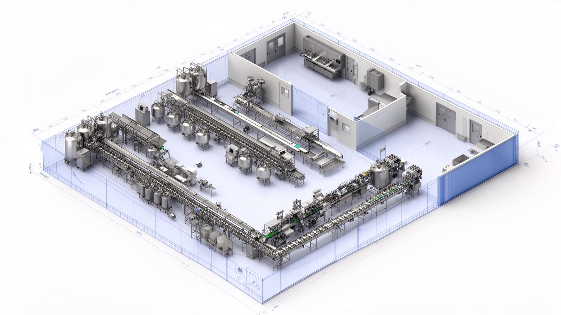 Μελέτη εργοστασίου τροφίμων — 3D layout